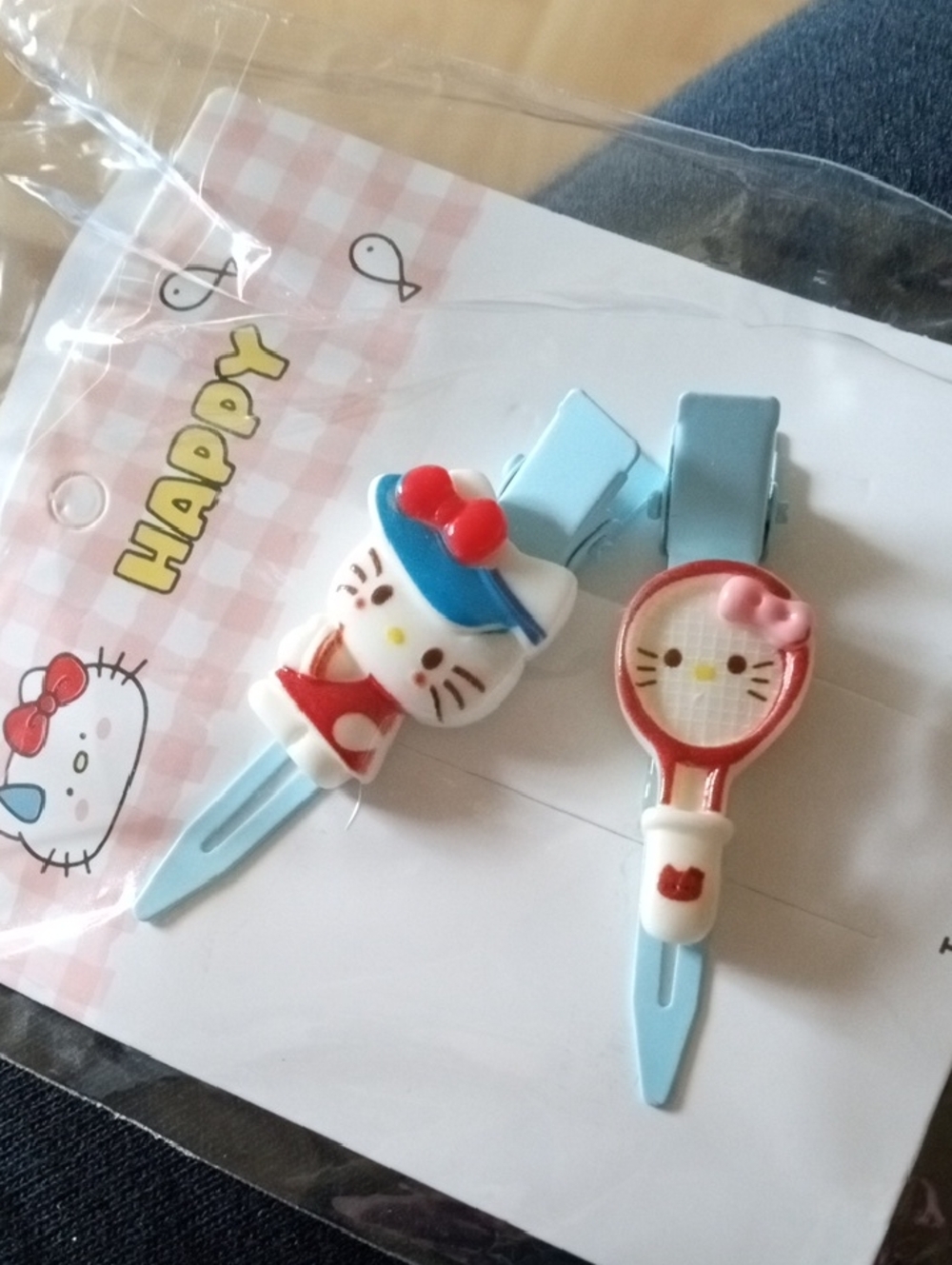 💲1⃣▶▶>>Cute Blue Hello Kitty Hair Clips - Set of 2
